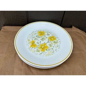 Set Of 8 Corelle April Showers 10.25" Dinner Plates Yellow Floral Corning USA